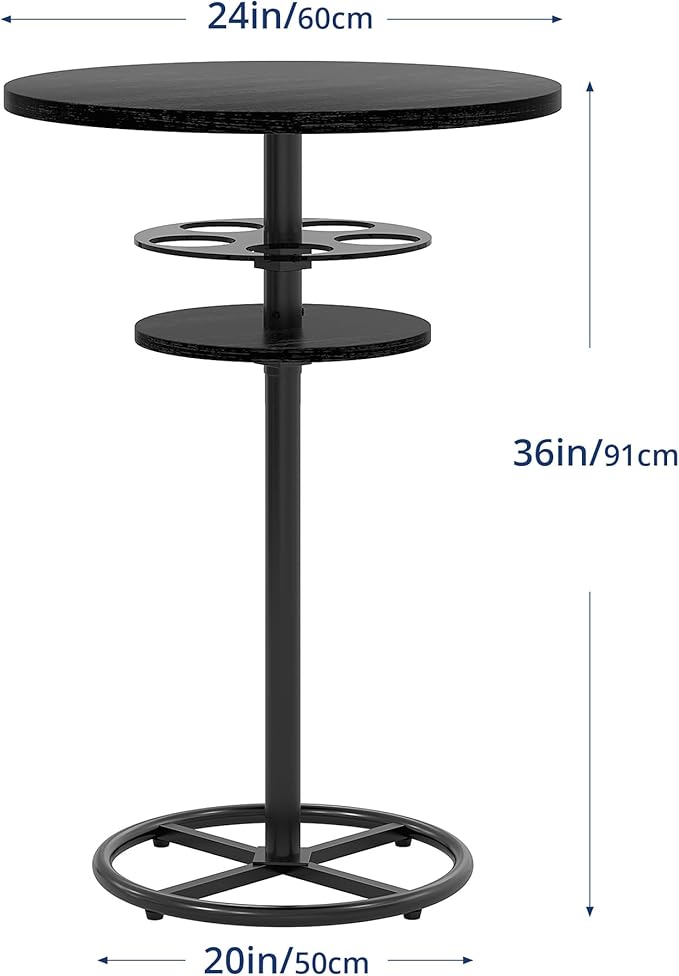 VECELO 36” High Top Bar Table, Sturdy Frame - Image 3