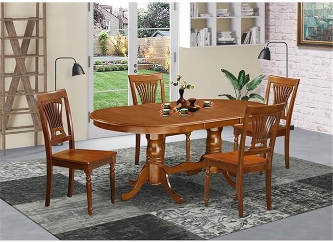 East West Furniture PLAI5-SBR-W 5 Piece Dining Room Furniture Set Includes an - Image 2