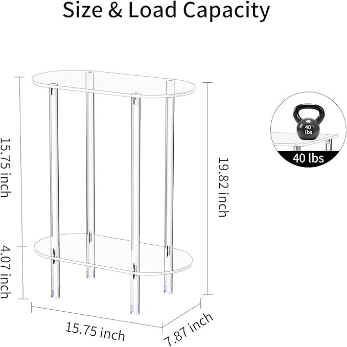 Clear Acrylic Narrow Side Table - Image 3