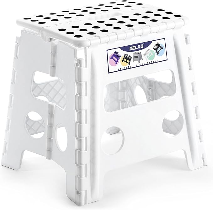 Delxo 13" Folding Step Stool, Non-Slip Foldable Step Stools by Delxo