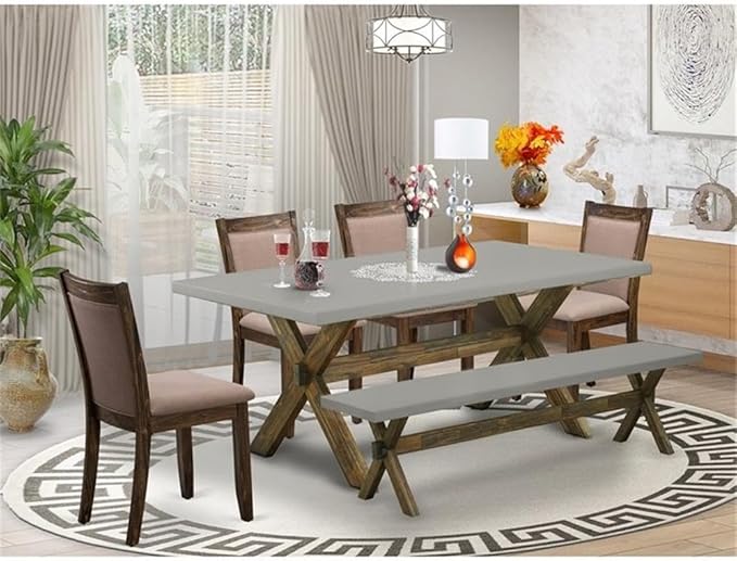 East West Furniture X797MZ748-6 6 Piece Dinette Set Contains a Rectangle Dining - Image 2