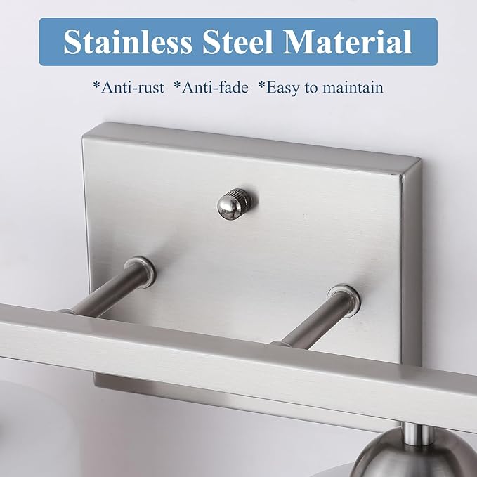 Stainless Steel Milk Glass Vanity Lights - Image 3