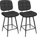 Bar Stools Set of 2, 24 Inch Upholstered Metal Barstool by ERGOSEAT
