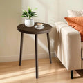 Walnut Side Table, Round End Table, Solid Rubberwood Small Accent Table by BuzleerSolidWoodFurniture