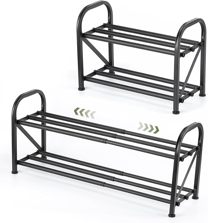 2-Tier Shoe Rack for Closet, Adjustable for Entryway Closet Doorway SturdyMetal by Atrastout