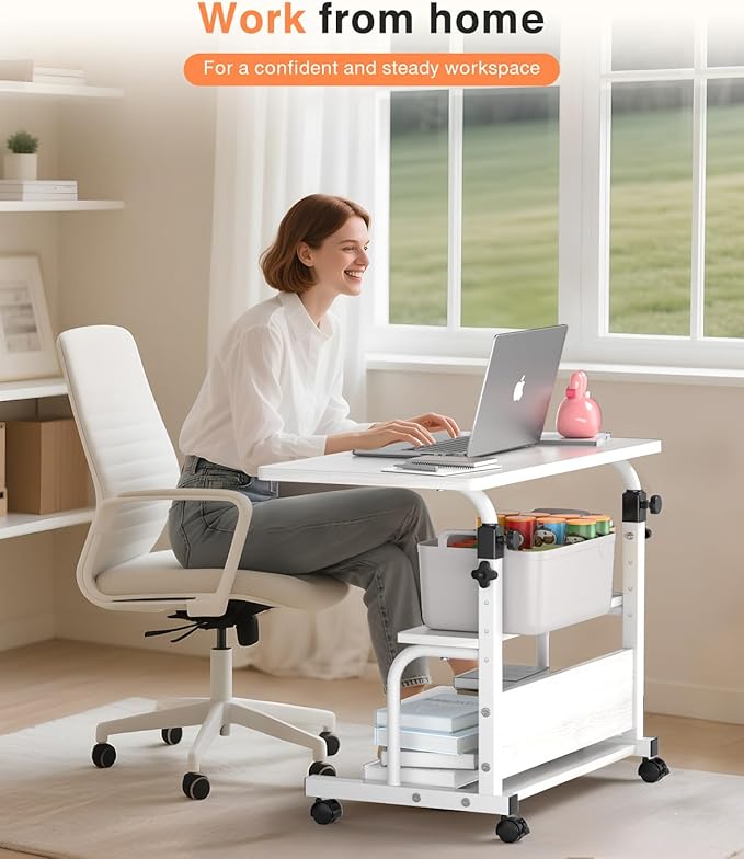 Portable Desk with Wheels Small Standing Desk on Wheels Adjustable Height - Image 2