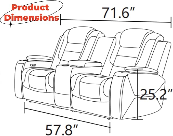 Loveseat Recliner Sofa, Reclining Loveseat Leather Couch - Image 2