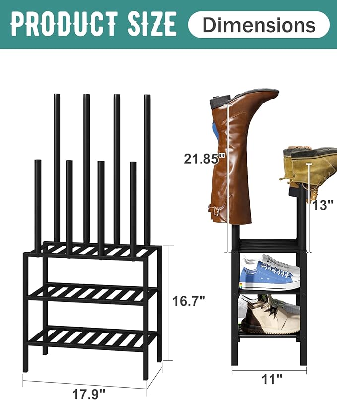 Black Boot Rack, Small Boot Rack Organizer Tall Boots - Image 3