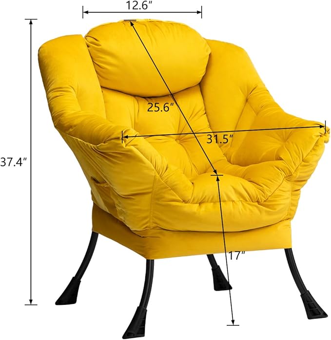 HollyHOME Modern Fabric Large Lazy Chair, Accent Oversized Comfy Reading Chair - Image 3
