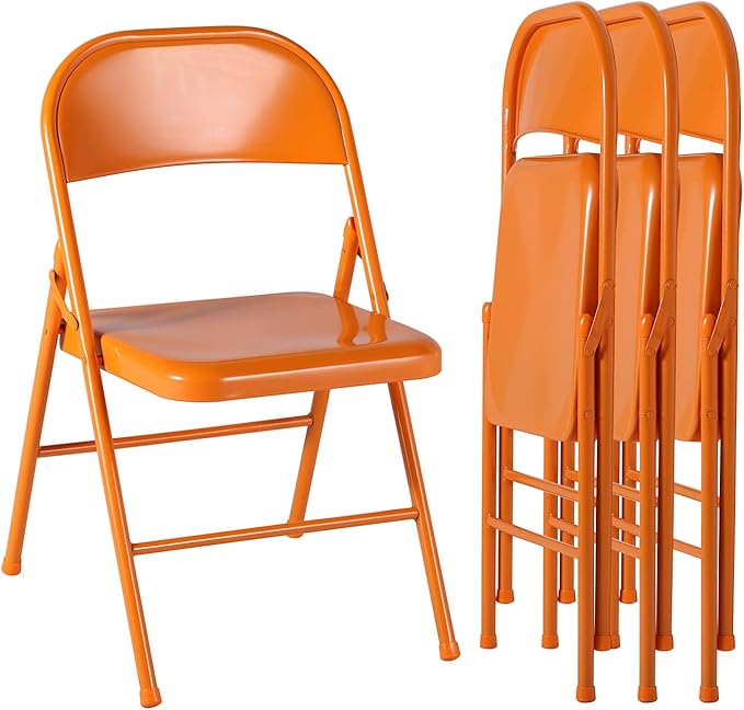 VECELO Metal Frame Steel Folding Mounted Chairs by VECELO