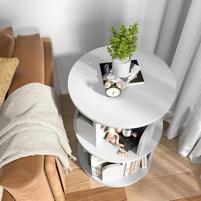 Nidouillet Rotating Bookshelf, Revolving Bookcase 360 Display Round Bookshelf - Image 6