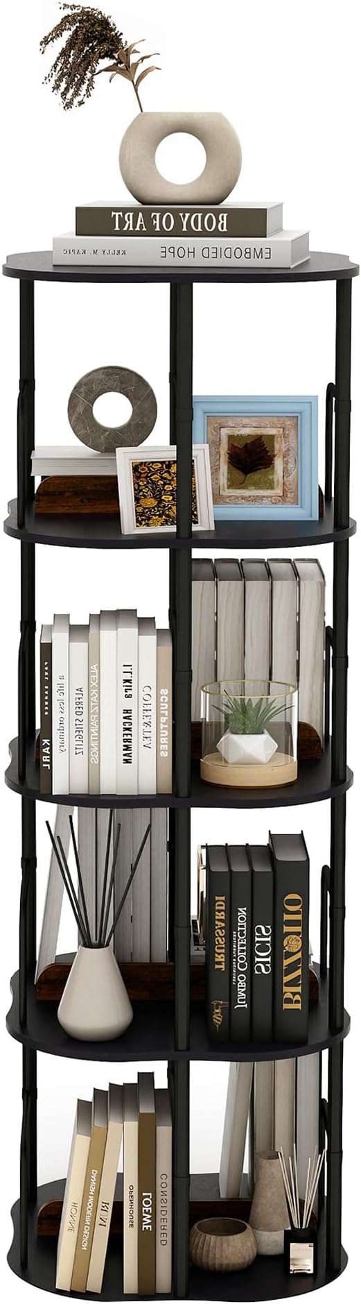 4-Tier Rotating Bookshelf, 360 ° Display Stackable Spinning Bookshelf Tower by AoparkShop