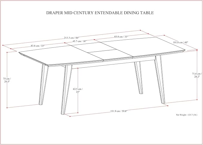 SIMPLIHOME Draper Extendable Dining Table, Solid Wood Walnut Veneer in Walnut - Image 3