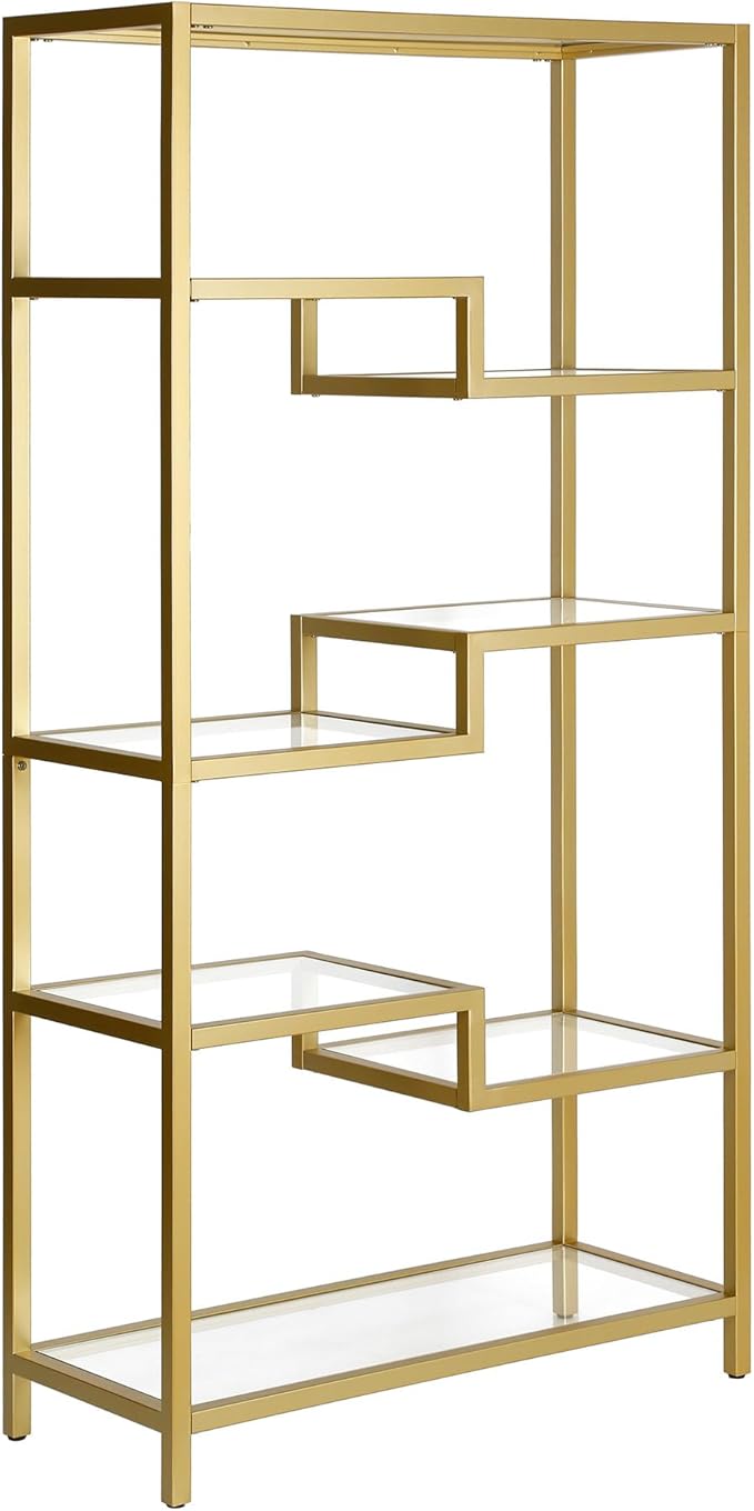 Henn&Hart 68" Tall Rectangular Bookcase in Brass, by HennHart