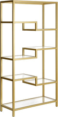 Henn&Hart 68" Tall Rectangular Bookcase in Brass, by HennHart