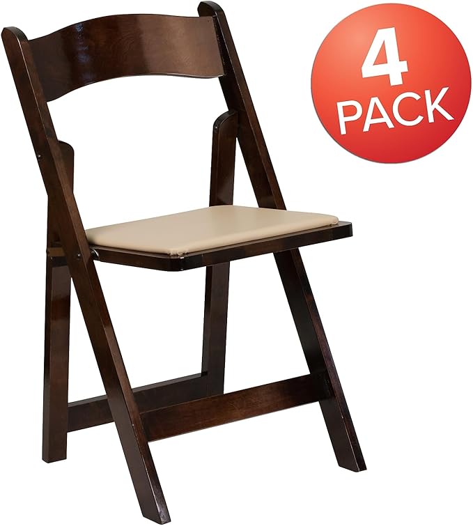 Flash Furniture 4 Pack HERCULES Series Fruitwood Wood Folding Chair - Image 4
