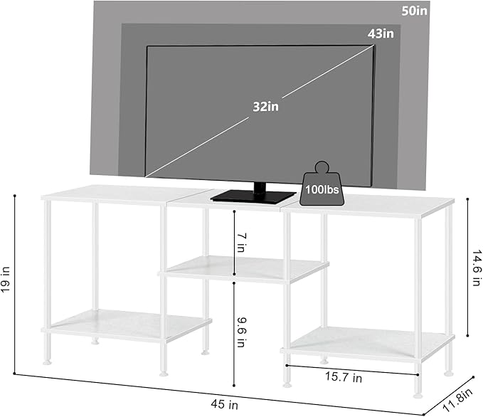 White TV Stand with Storage for 50 Inch TV Modern Entertainment Center with - Image 3