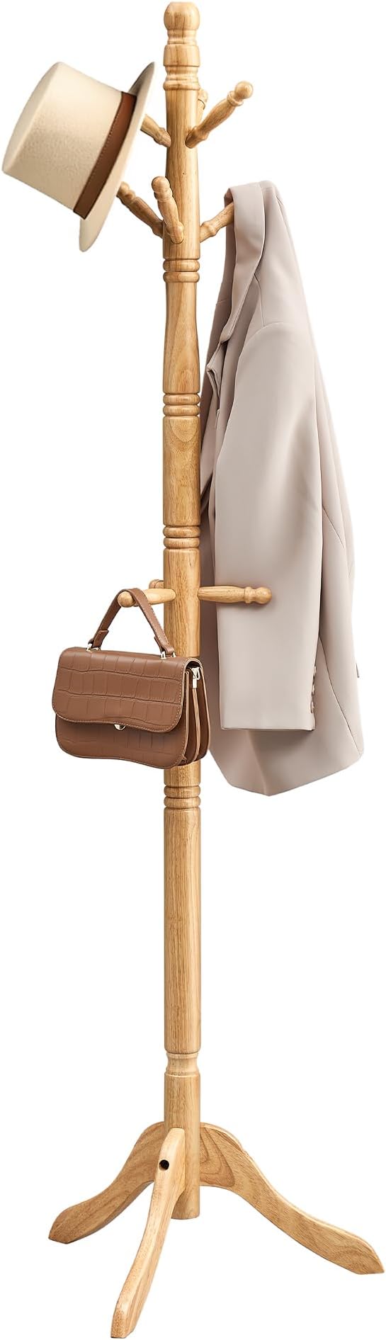 VASAGLE Solid Wood Coat Rack and Stand, Free Standing Hall Coat Tree by VASAGLEbySONGMICSHOME