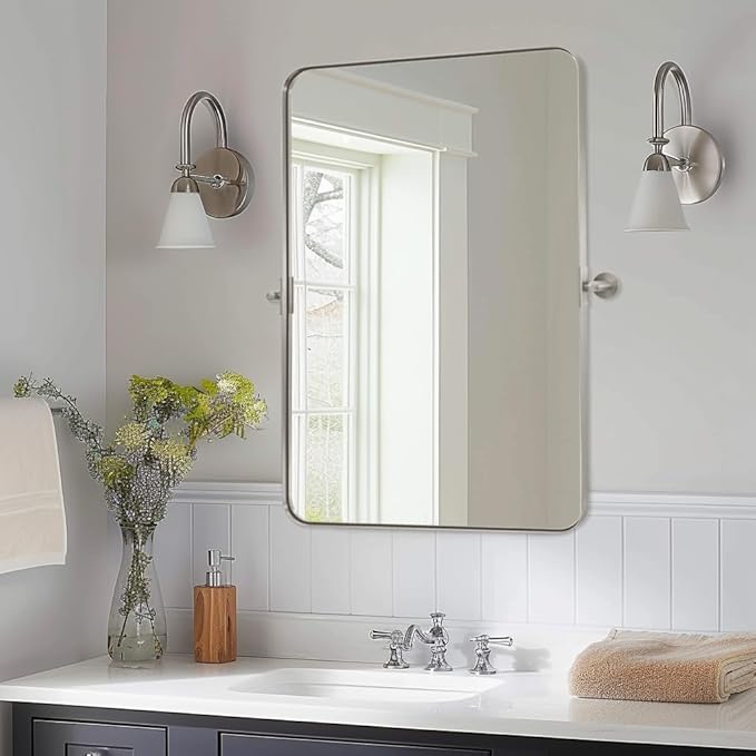 MOON MIRROR Brushed Nickel Pivot Mirror by MOONMIRROR