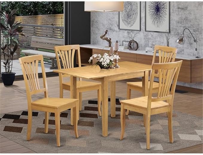 East West Furniture NDAV5-OAK-W 5 Piece Dining Table Set - Image 2
