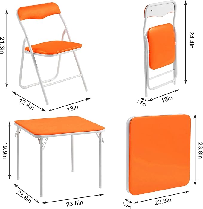 VECELO Kids Folding Activity Table and Chairs 5 Pcs Set, - Image 6