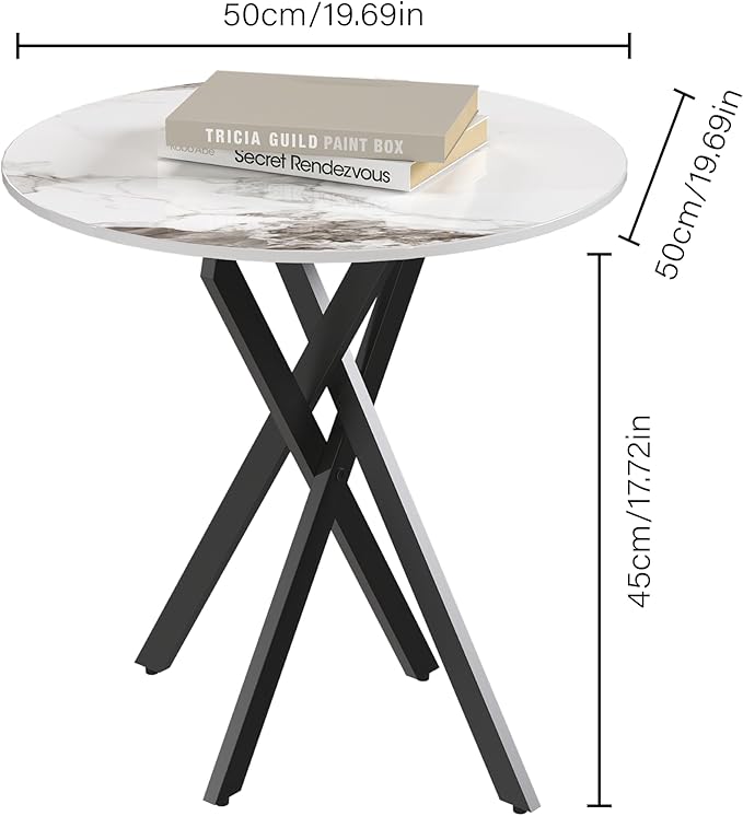 Small Round Marble Side Coffee Table - Image 2