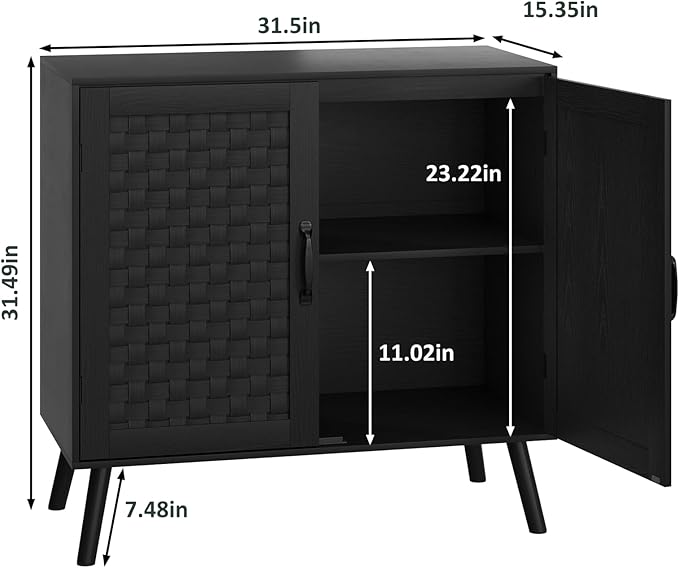 Black Buffet Sideboard Cabinet, Storage Cabinet - Image 2