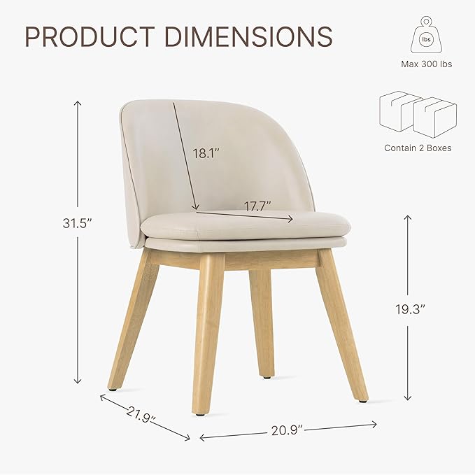 Wooden Dining Chairs Set of 4, Faux Leather Upholstered Modern Dining Room - Image 2