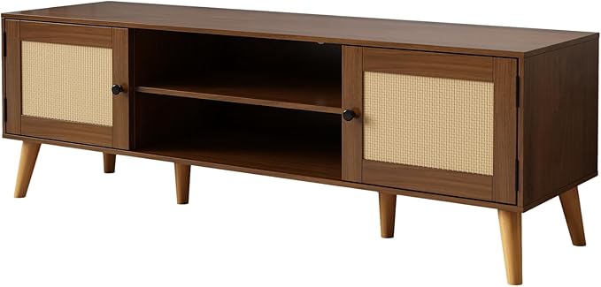 TV Stand for TVs up to 65 inches, Rattan Grain Finish Panel - Image 8