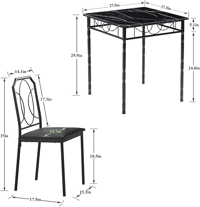 VECELO 3 Piece Dining Table Set - Image 9