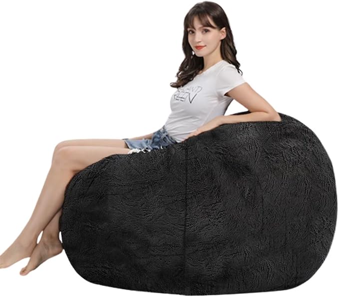 Bean Bag Chairs for Kids Comfy Fluffy Big Joe Bean Bag Chair Covers Only Round - Image 3