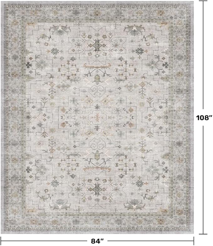 Boho Light Grey Living Room Rug 7x9 - Image 2