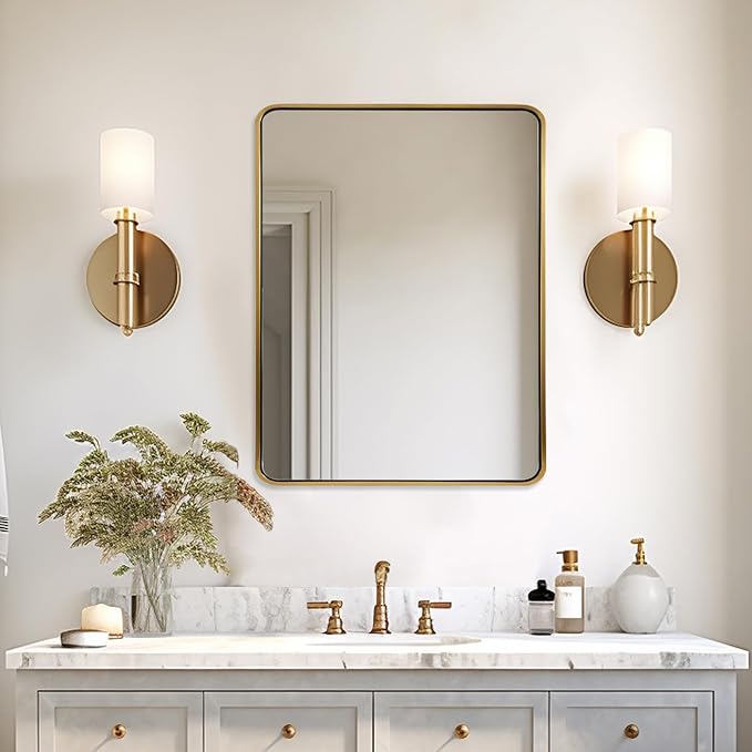 ANDY STAR 28x36 INCH Gold Mirror Bathroom, Brushed Gold Mirrors - Image 8