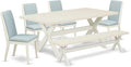 East West Furniture X027LA015-6 6 Piece Dining Table Set Contains a Rectangle by EastWestFurniture