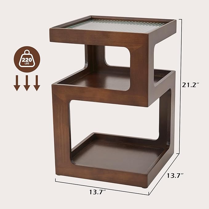 CozyDH 3-Tier End Table No Assembly Required, Modern Side Table 3-Tier Wood - Image 2