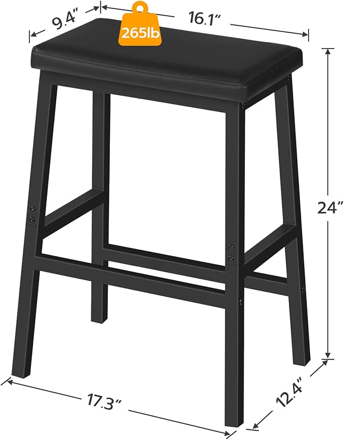 HOOBRO Bar Stools, PU Leather Upholstered Breakfast Stools, Easy Assembly - Image 3