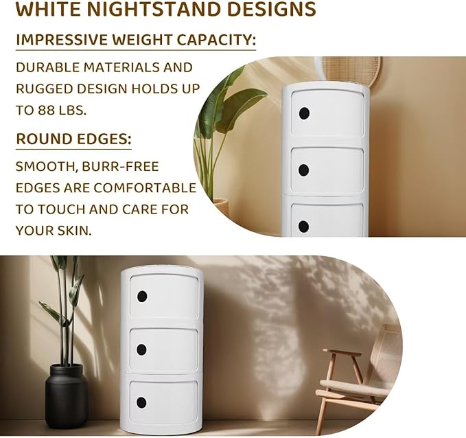 3 Tier Round with Storage, Modern Style Side Table - Image 8