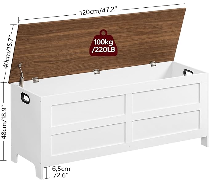 Storage Chest, 47.2” Large Toy Chest, Entryway Storage Trunk, Storage Bench - Image 3