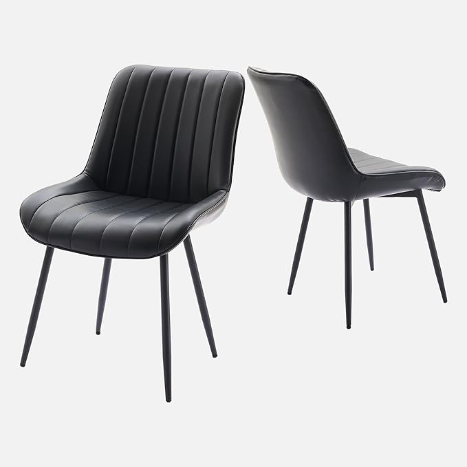 Dining Chairs Set of 2, Upholstered PU Leather Kitchen & Dining Chairs by Unknown
