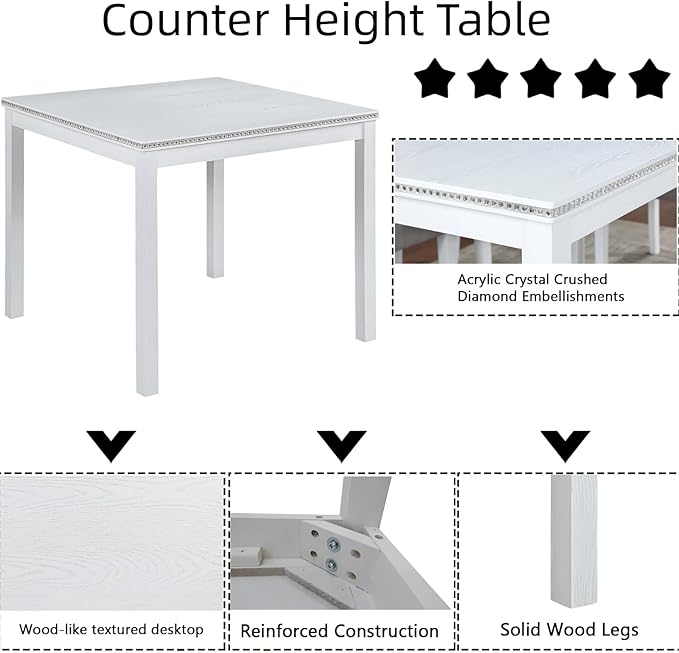 Dining Table Set for 4, 5-Piece Dining Room Table Set - Image 4