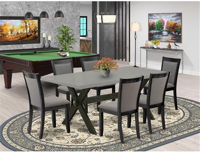 East West Furniture X697MZ650-7 7 Piece Dining Room Set Consist of a Rectangle - Image 2