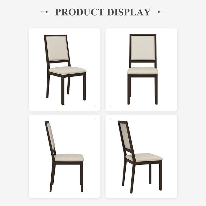 COLAMY Upholstered Kitchen Dining Chairs Set of 6, Wood Dining Chairs - Image 7