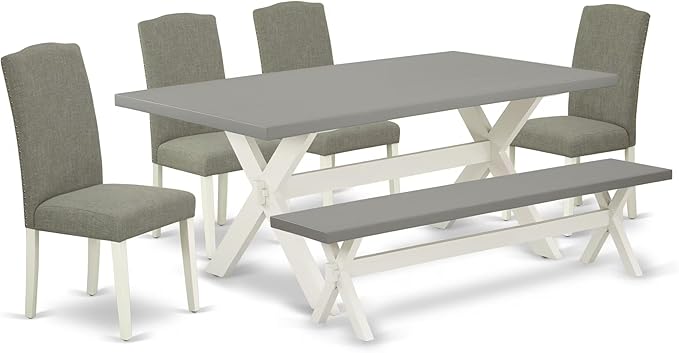 East West Furniture X097EN206-6 6 Piece Dining Set Contains a Rectangle Dining by EastWestFurniture
