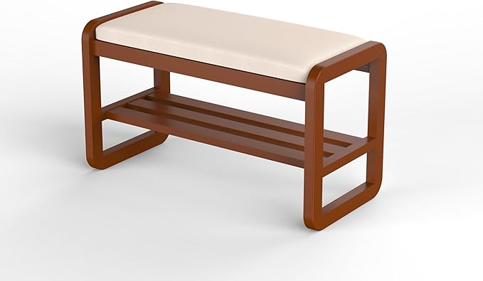 Solid Wood Shoe Rack, 2 Tier Shoe Storage Bench by Unknown