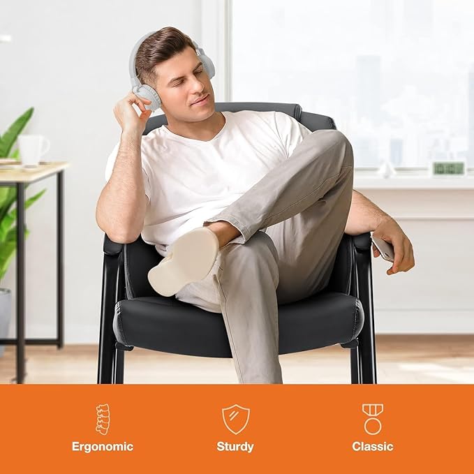 Sweetcrispy Waiting Room Office Guest Chairs Set of 2, PU Leather Big and Tall - Image 4