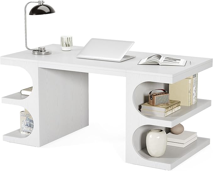 LITTLE TREE 62.2-Inch Executive Desk, Modern Home Office Desks, Office Table - Image 3