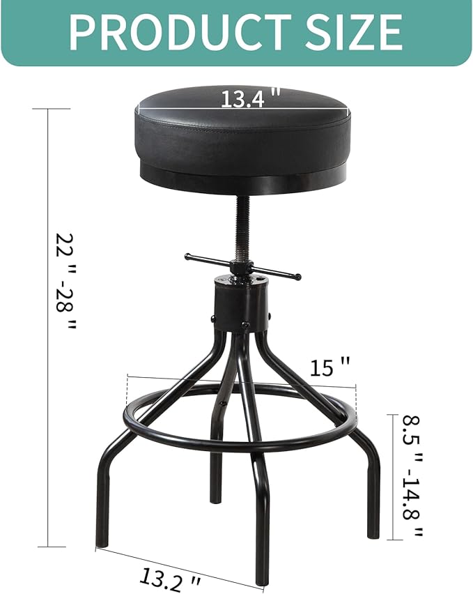 Counter Height Bar Stools Set of 2 Adjustable Swivel Barstools Modern PU - Image 3