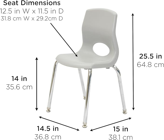 Children’s Factory MyPosture 14" H Child Chair, 4 Pack, AB8014GYC4, Daycare or - Image 3
