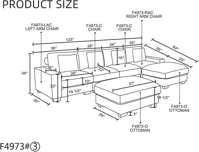 Sectional Couches for Living Room, Stylish Sectional Loveseat Sofa - Image 2