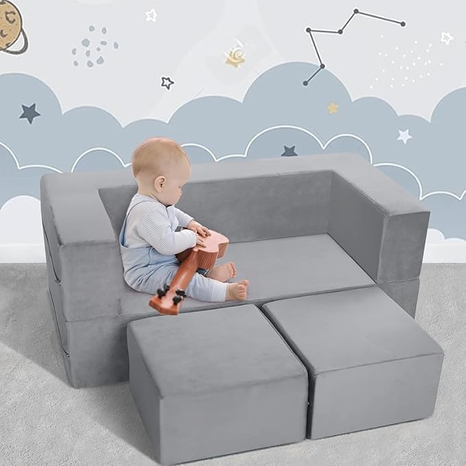 MeMoreCool Modular Kids Play Couch Sofa – Soft Convertible Toddler Couch - Image 6